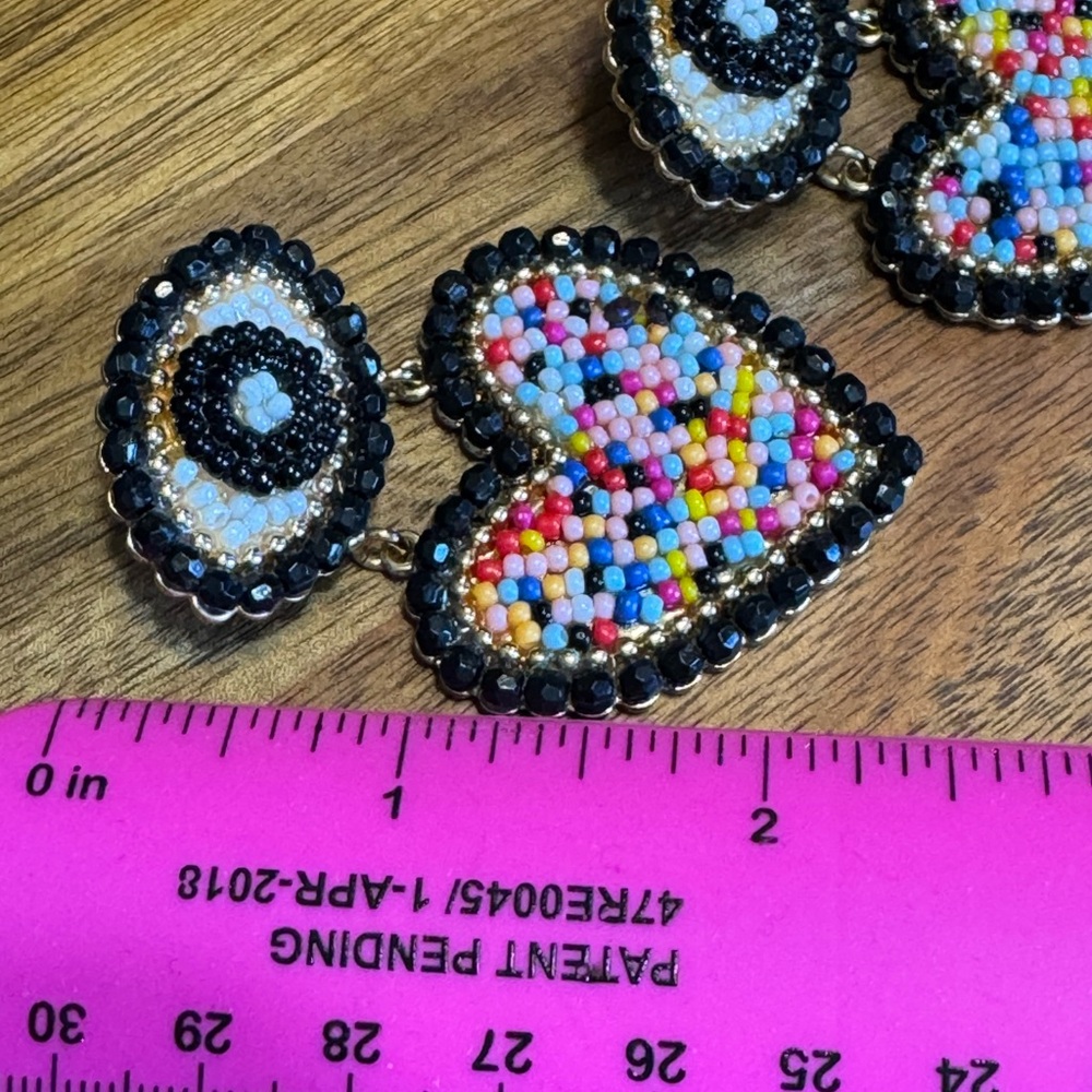 Sugarfix by Baublebar Micro Bead Evil Eye Dangle Heart Pierced Earrings - Picture 3 of 3